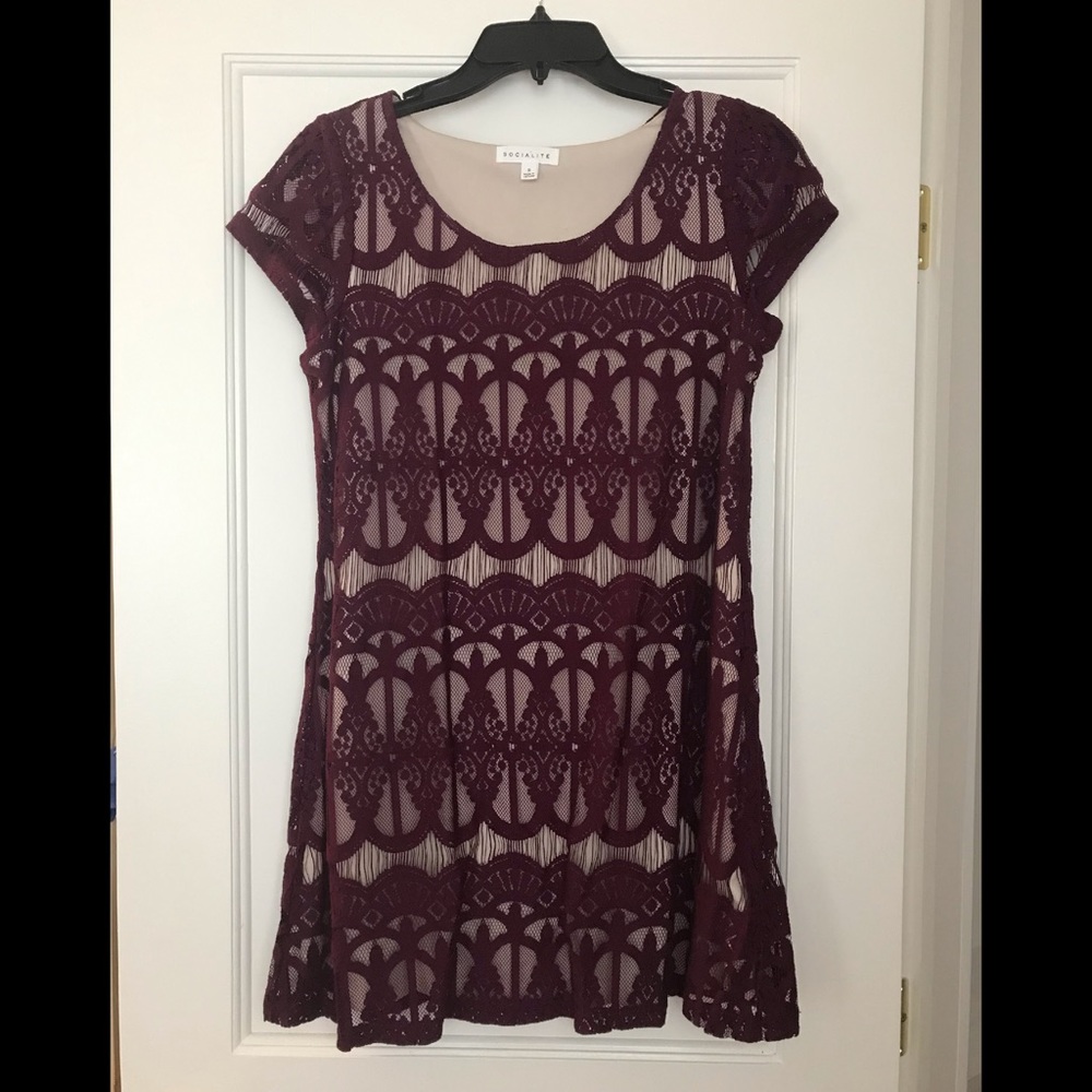 Wine colored formal lace dress
